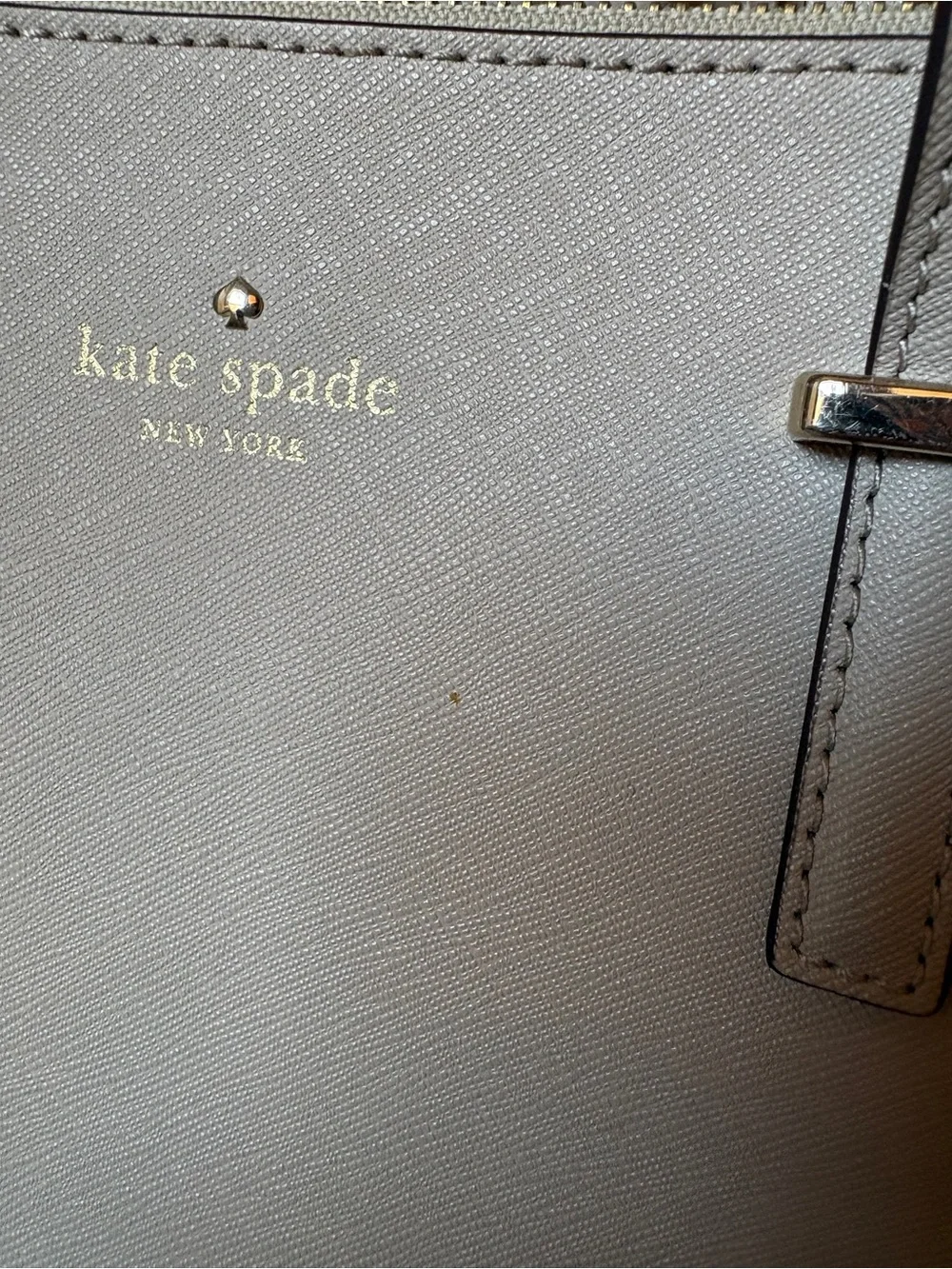 kate spade Cedar Street Jensen cream leather structured tote with gold hardware
